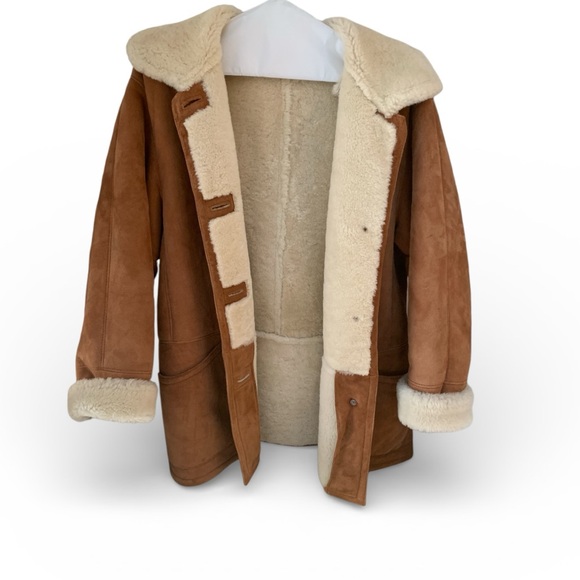 DANIER Tan Sheepskin Shearling Leather Coat - Picture 5 of 7